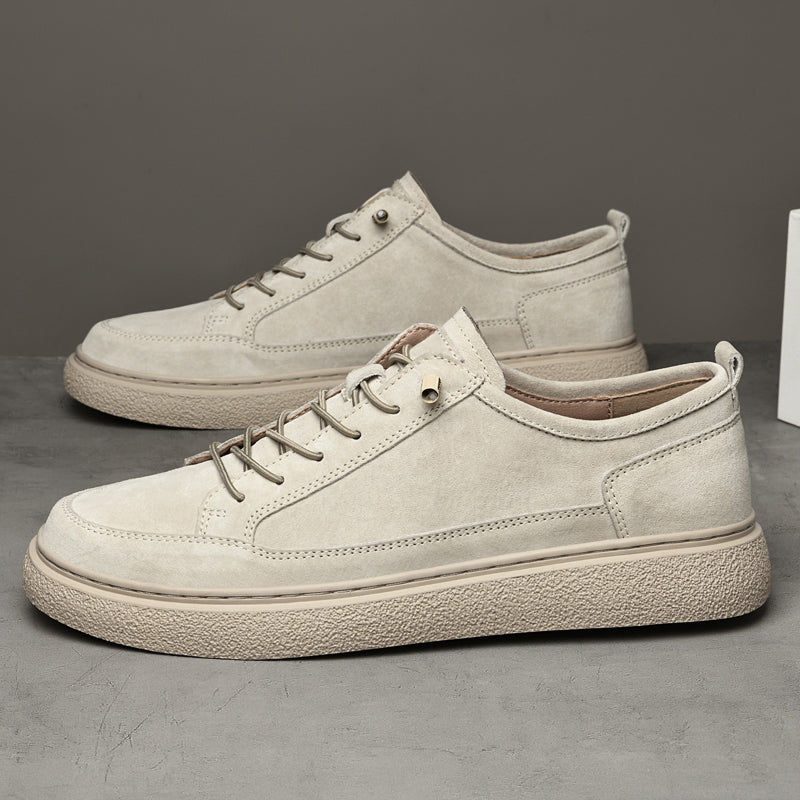 Men Suede Sneakers with Textured Outsole and Cushioned Support