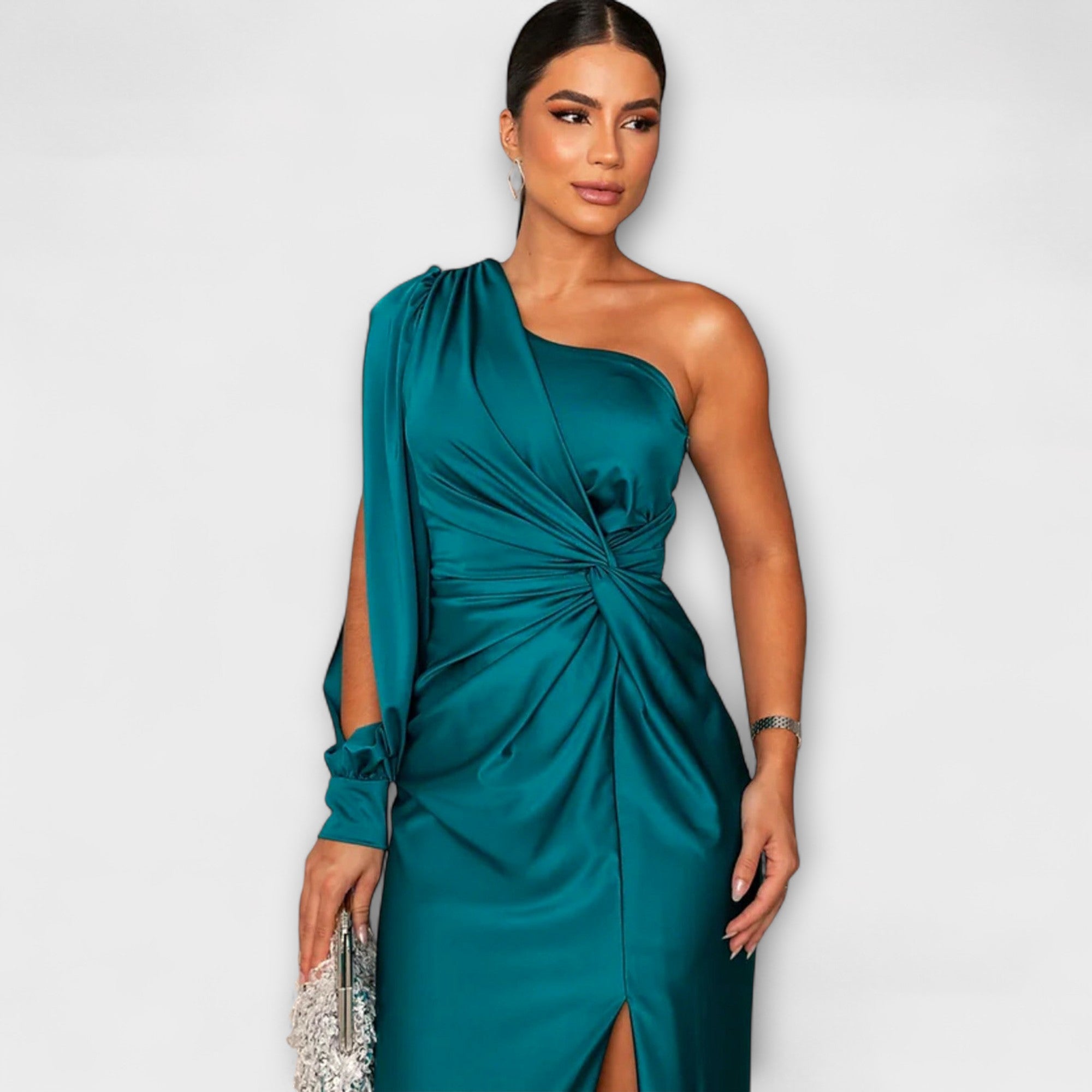 Women's Round Neck Flowing Midi Dress for Special Occasions
