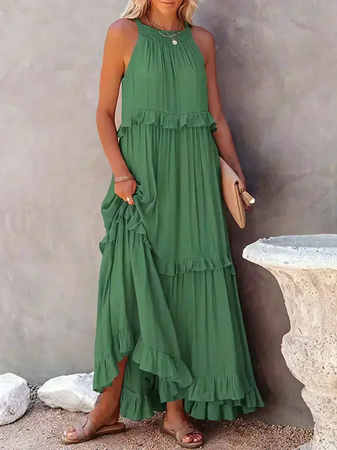 ANETA | Stylish and elegant sleeveless dress with beautiful ruffles