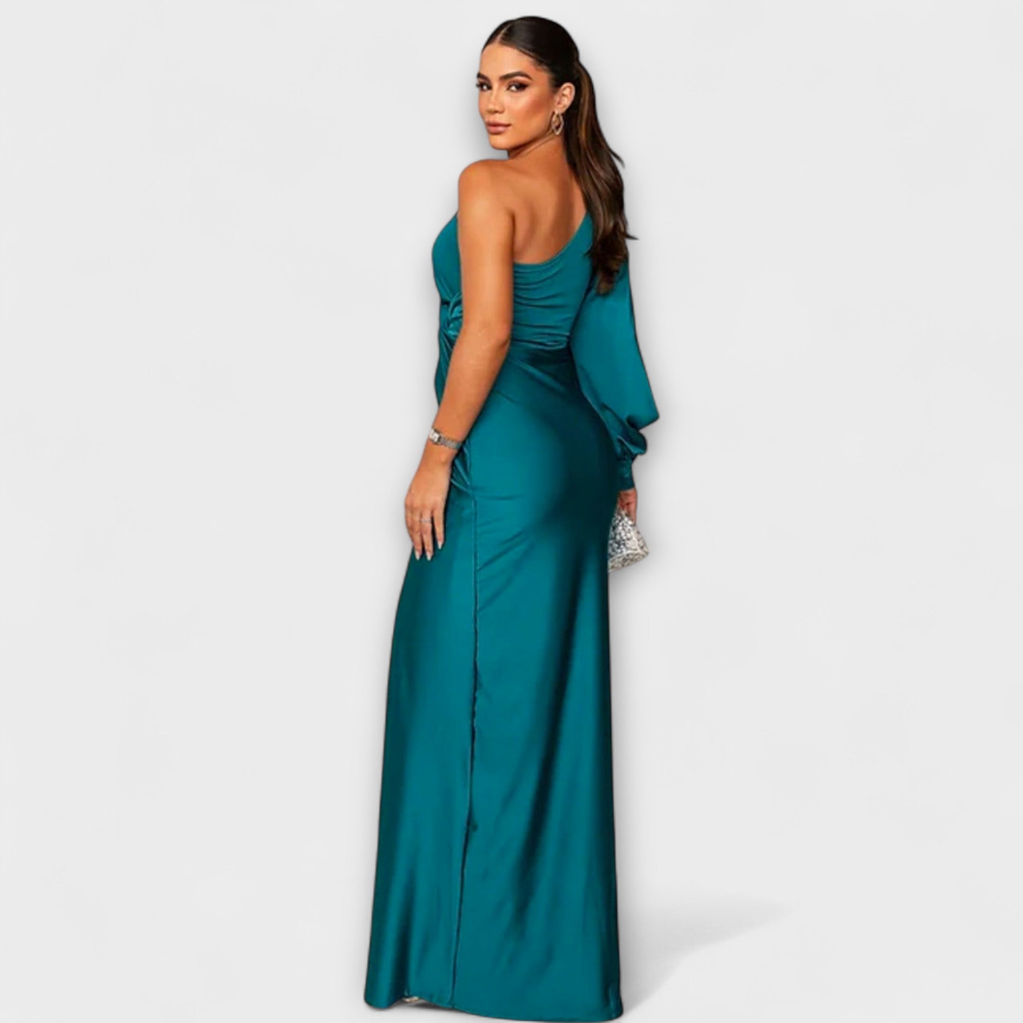 Women's Round Neck Flowing Midi Dress for Special Occasions