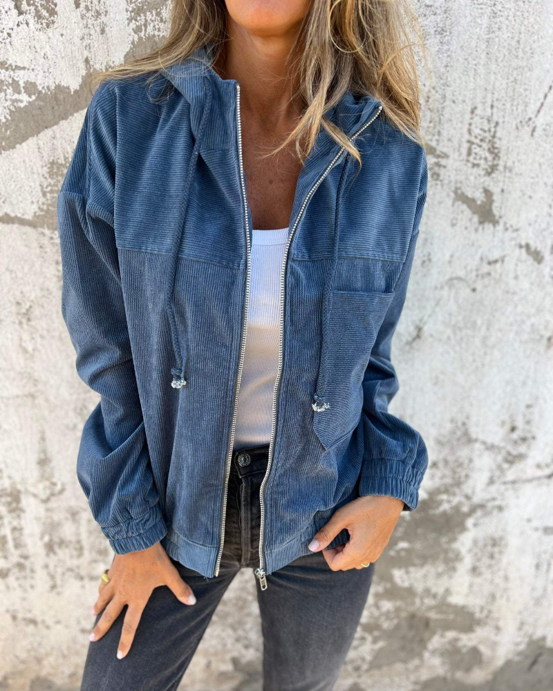 Ella | Trendy Drawstring Jacket with Hood and Elegant Zipper Designs