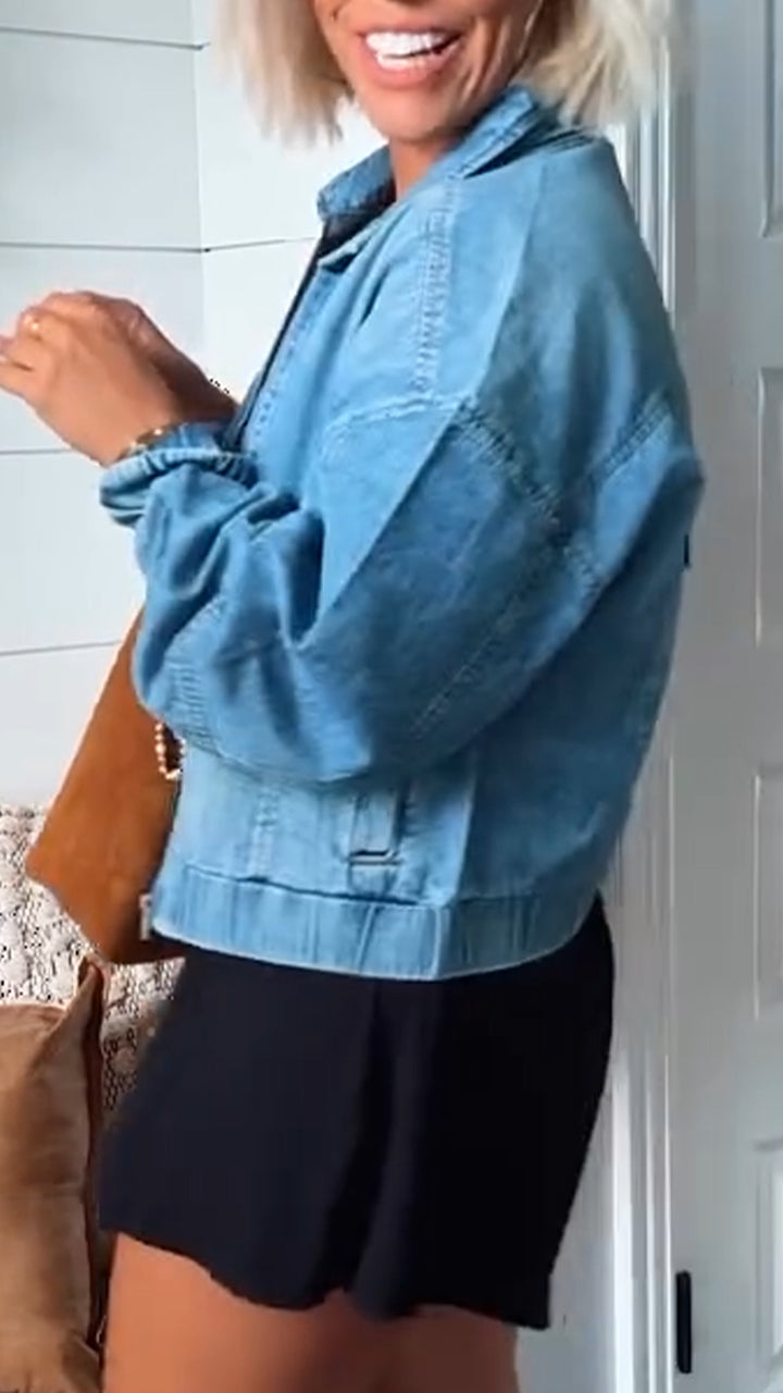 Valentina Women's Denim Jacket with Zipper – Elegant and Timeless for Every Occasion