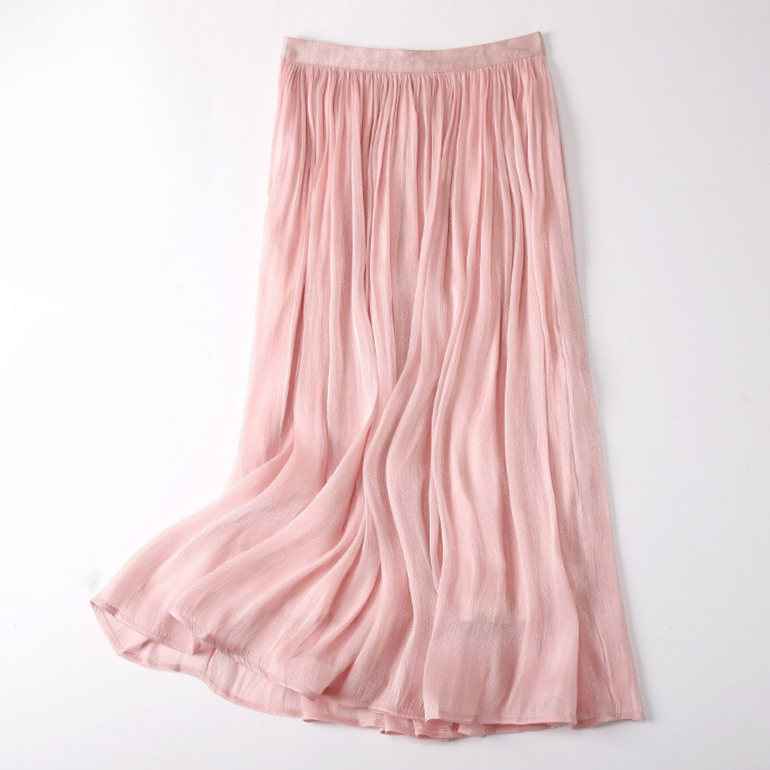 Women's Linen Skirt with Draped Fit and Vibrant Colors