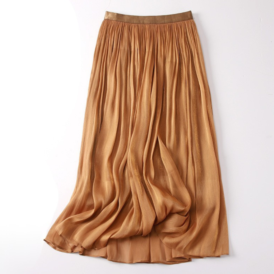 Women's Linen Skirt with Draped Fit and Vibrant Colors
