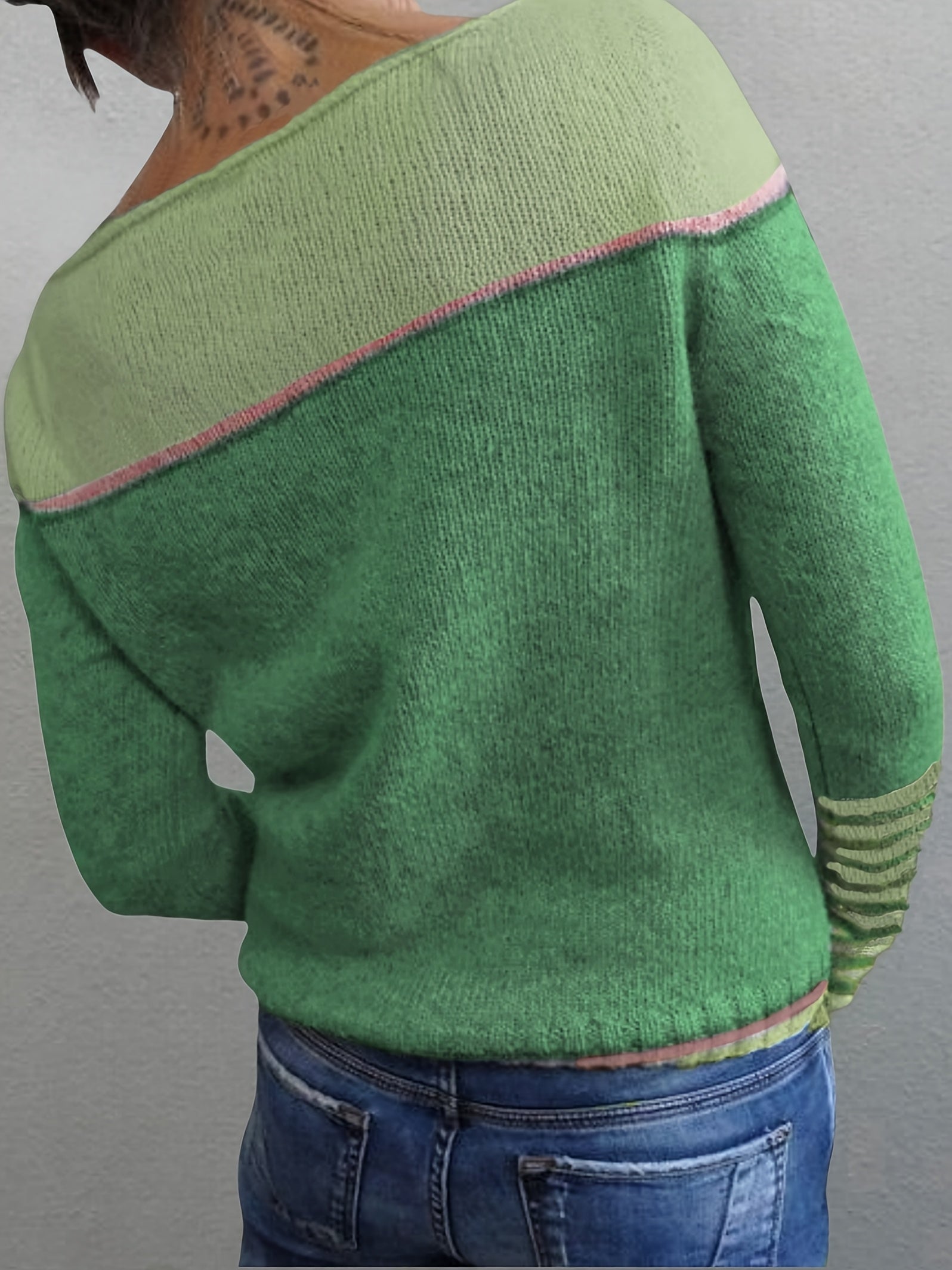 Women Striped Long-Sleeve Relaxed-Fit Sweater