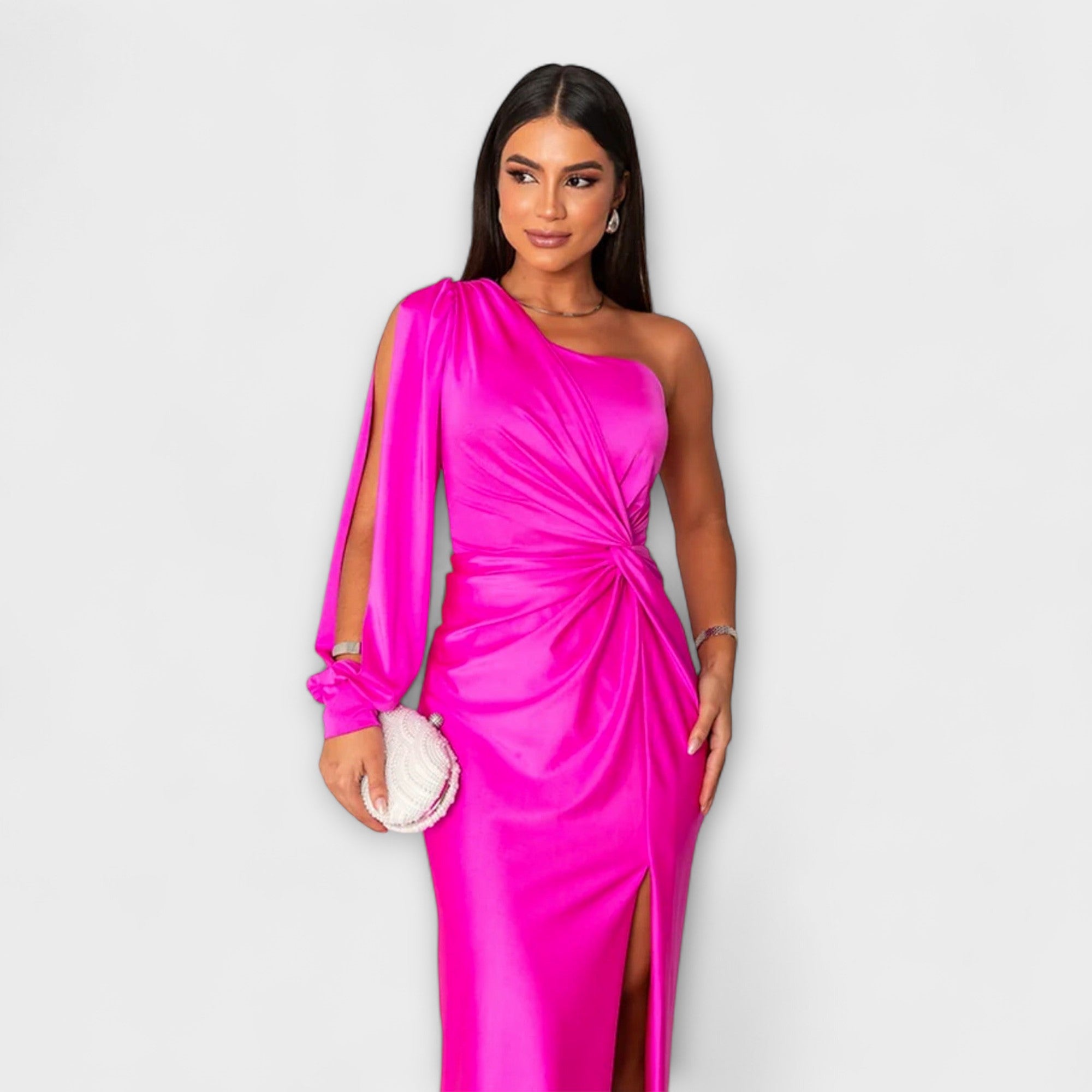 Women's Round Neck Flowing Midi Dress for Special Occasions