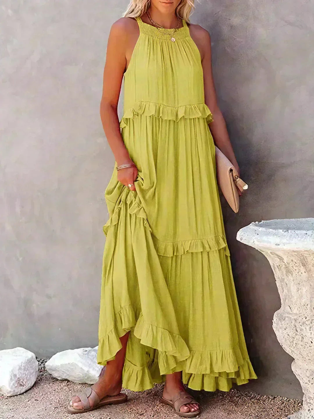 ANETA | Stylish and elegant sleeveless dress with beautiful ruffles