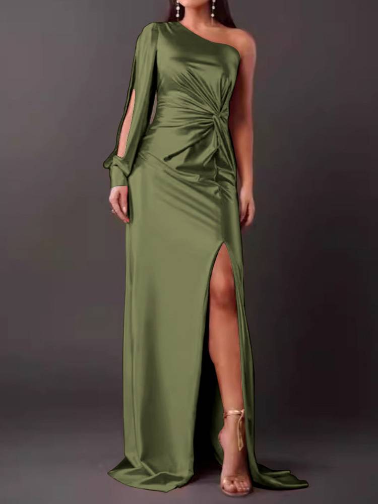 Women's Round Neck Flowing Midi Dress for Special Occasions