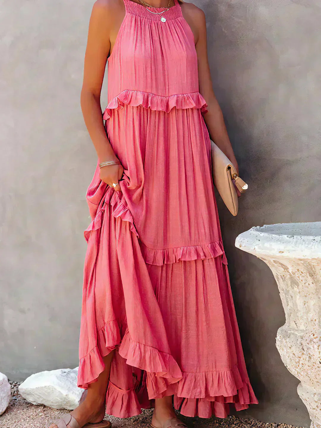 ANETA | Stylish and elegant sleeveless dress with beautiful ruffles