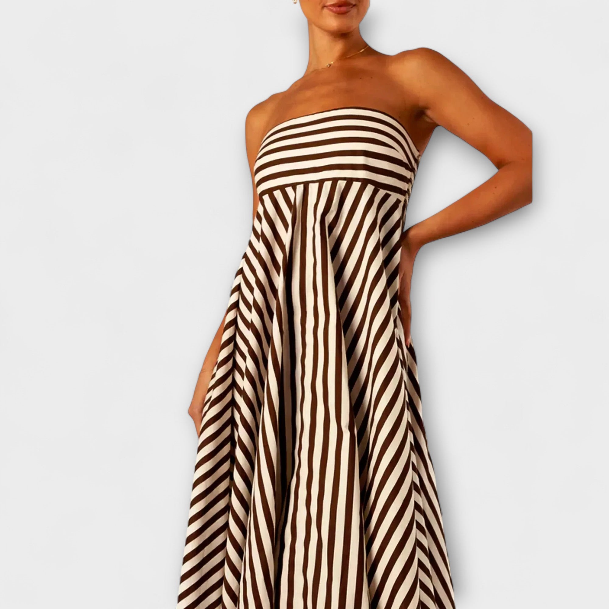 Women's Ruffle Back Maxi Dress with Invisible Side Zipper
