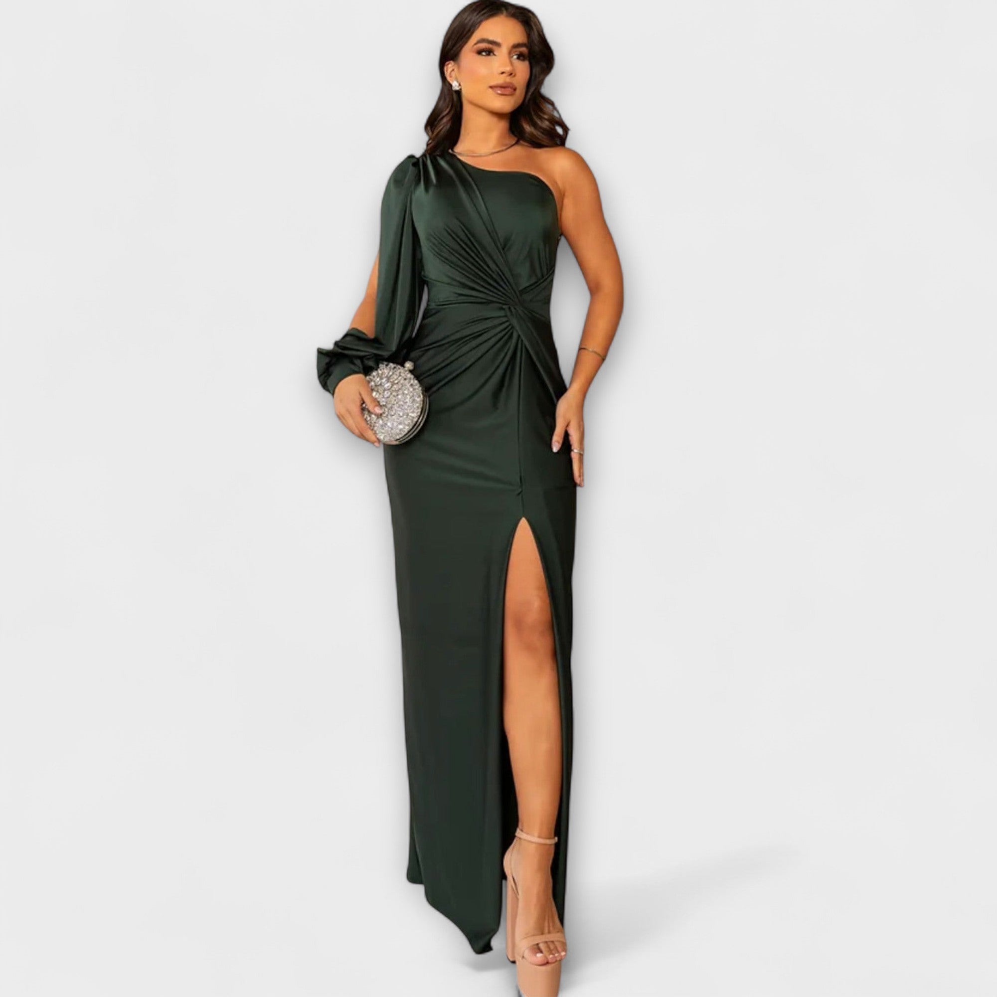 Women's Round Neck Flowing Midi Dress for Special Occasions