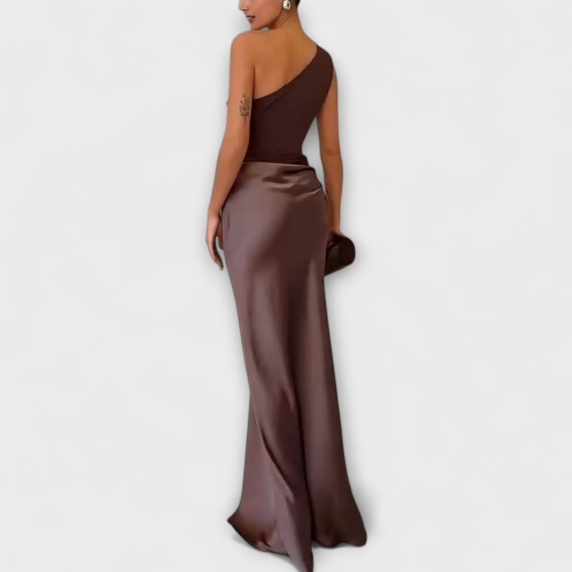 Women Formal One-Shoulder Pleated Floor-Length Dress