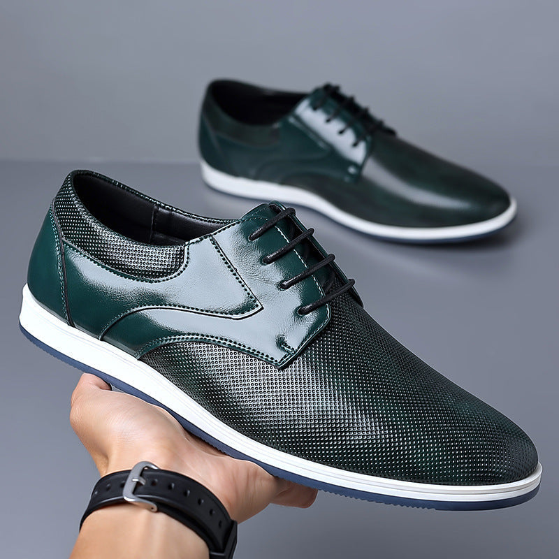 Men's Leather Accent Sneakers with Cushioned Sole