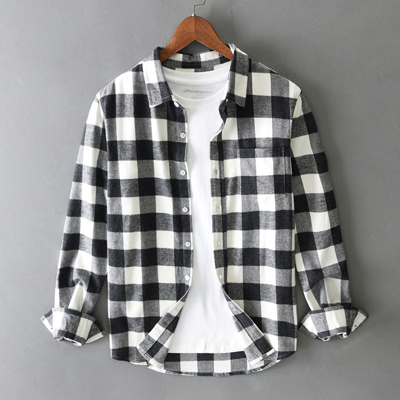 Men's Plaid Long Sleeve Shirt with Tailored Fit