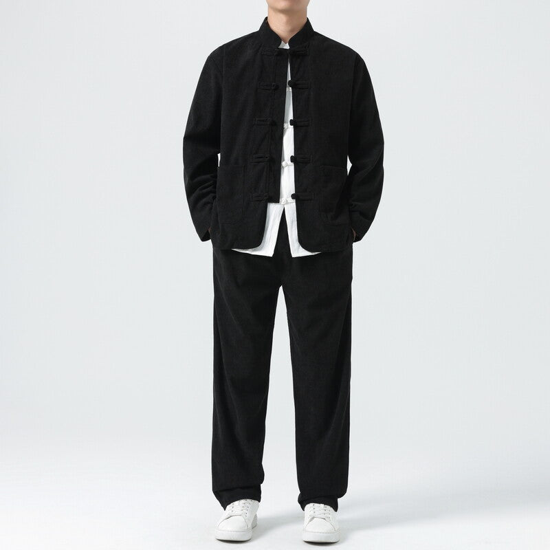 Men's Corduroy Toggle Button Shirt and Relaxed Fit Pant Set