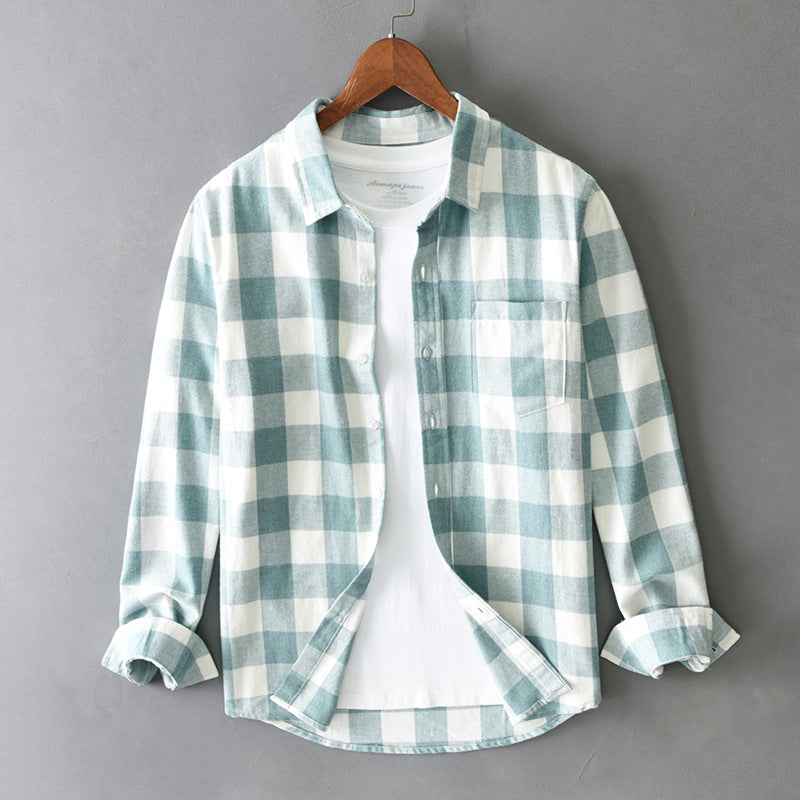 Men's Plaid Long Sleeve Shirt with Tailored Fit