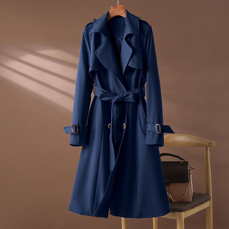 Women's Winter Trench Coat with Adjustable Belt and Long Drape