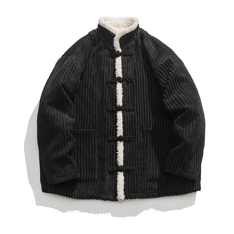 Men's Fall Corduroy Sherpa-Lined Toggle Jacket