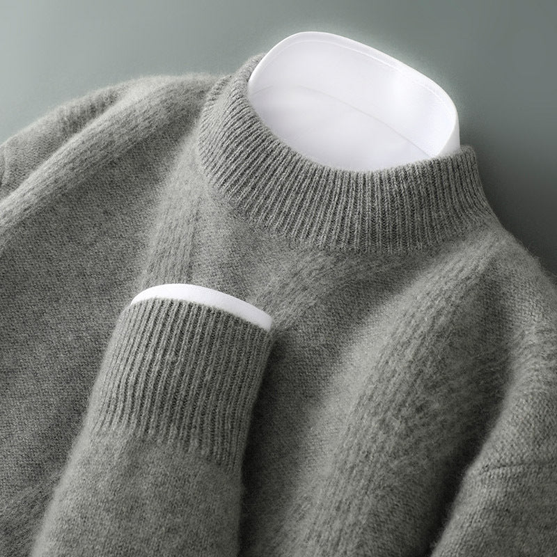 Men's Textured Knit Cashmere Sweater with Tapered Cuffs