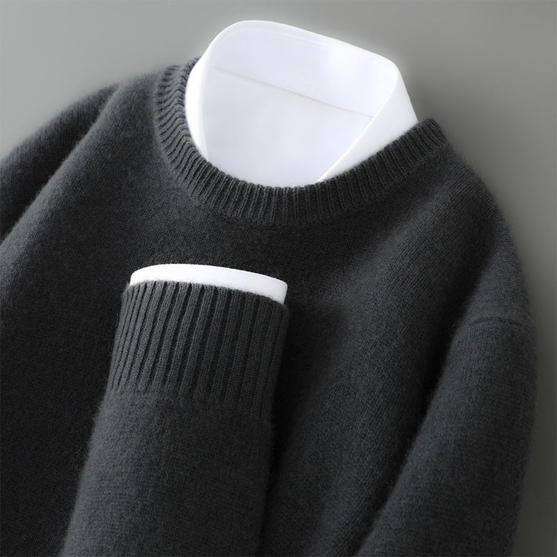 Men Cashmere Sweater with Tapered Cuffs and Relaxed Fit