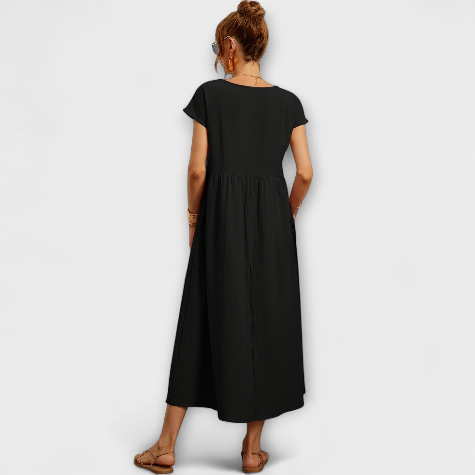 Women's Spring Dress with Flowing Silhouette and Delicate Accents