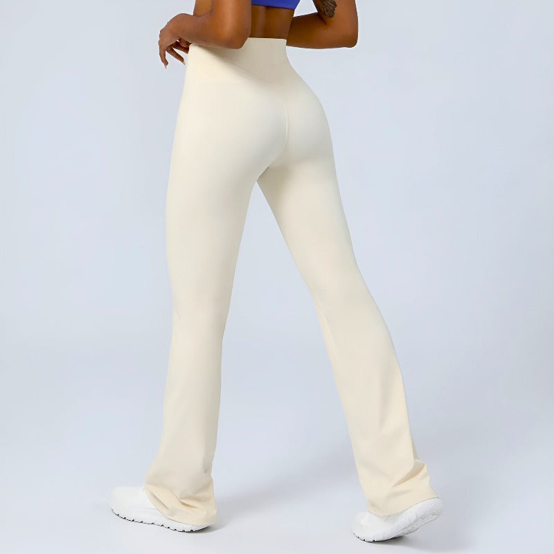 Women High-Rise Flare Leggings with Moisture-Wicking Fabric