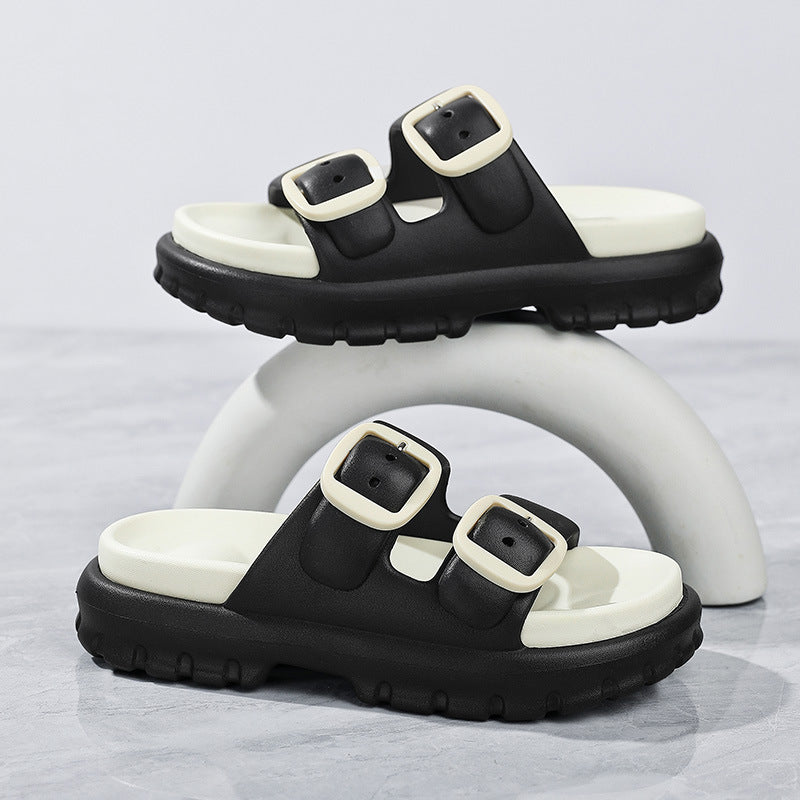 Women's Double-Buckle Platform Sandals with Ultra-Soft Cushioning