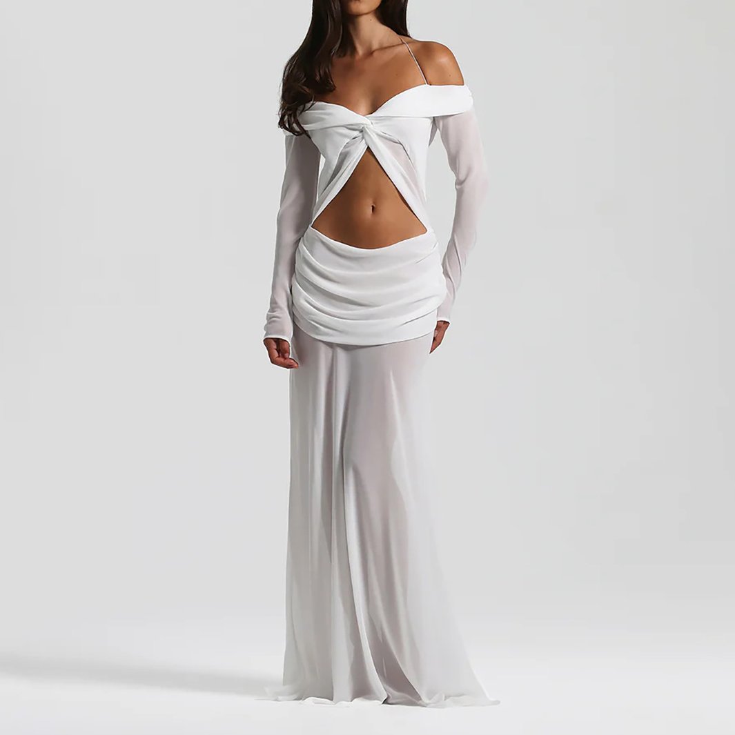 Women Summer Off-Shoulder Ruched Maxi Dress