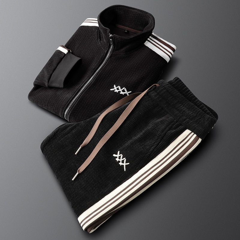 Men's Wide-Wale Corduroy Zip-Up Jacket and Drawstring Pant Tracksuit