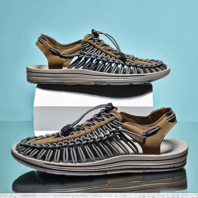 Women Summer Woven Sandals with Cushioned Footbed and Anti-Slip Sole