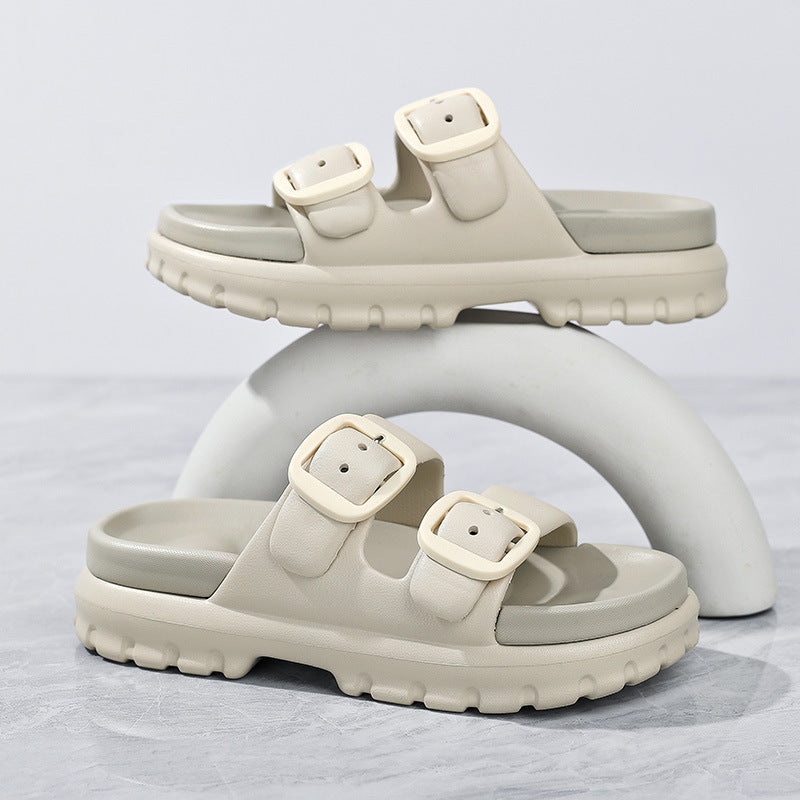 Women's Double-Buckle Platform Sandals with Ultra-Soft Cushioning