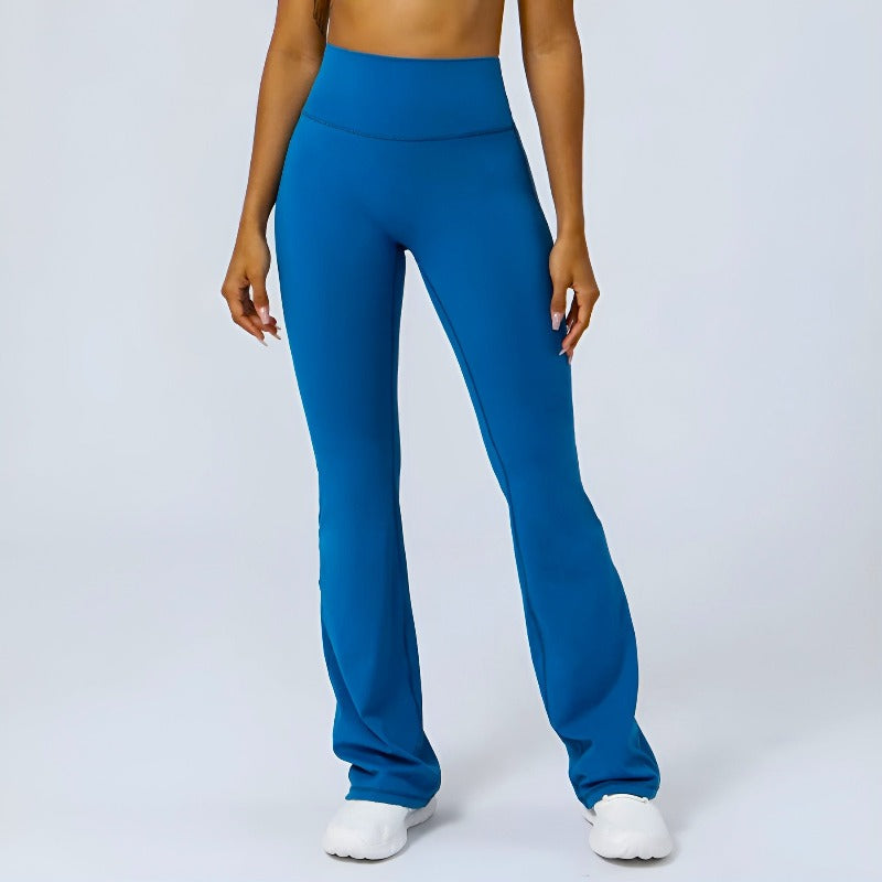 Women High-Rise Flare Leggings with Moisture-Wicking Fabric