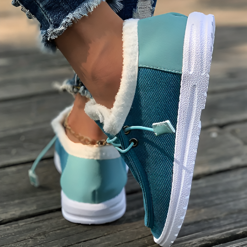 Women Winter Fur-Lined Cotton Slip-On Shoes