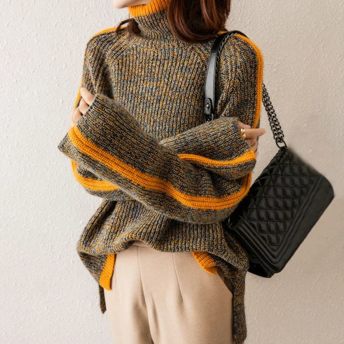 Women's Rib-Knit Sweater with Relaxed Fit