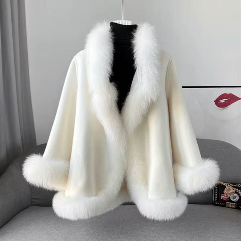 Women's Winter Coat with Italian Vegan Fur Lining and Cozy Cotton Blend
