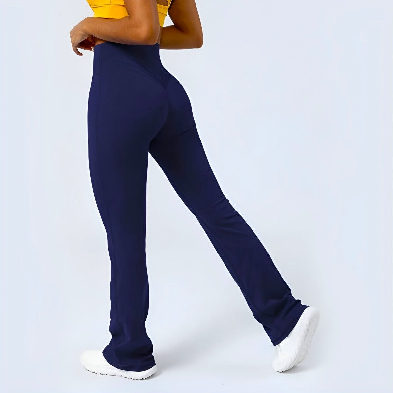 Women High-Rise Flare Leggings with Moisture-Wicking Fabric