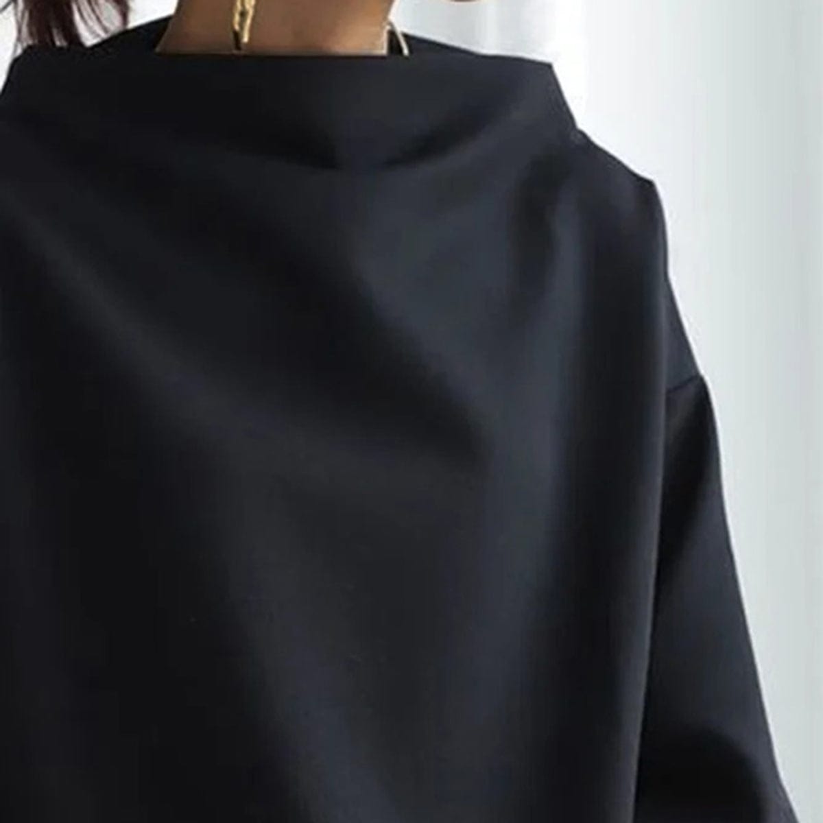 Women High-Neck Long-Sleeve Soft Knit Top