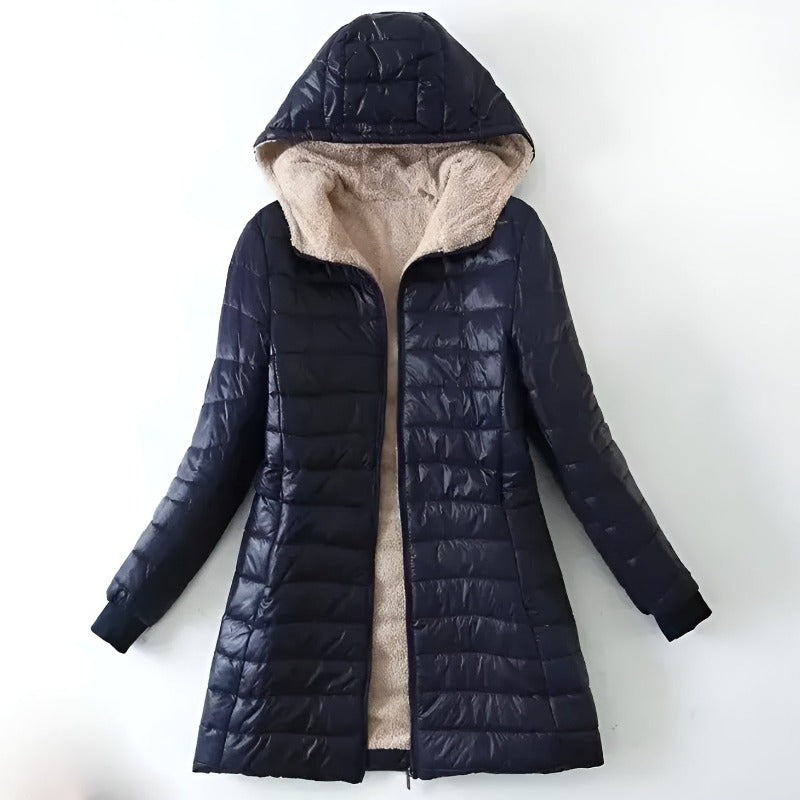 Women's Winter Hooded Puffer Coat with Insulation and Pockets