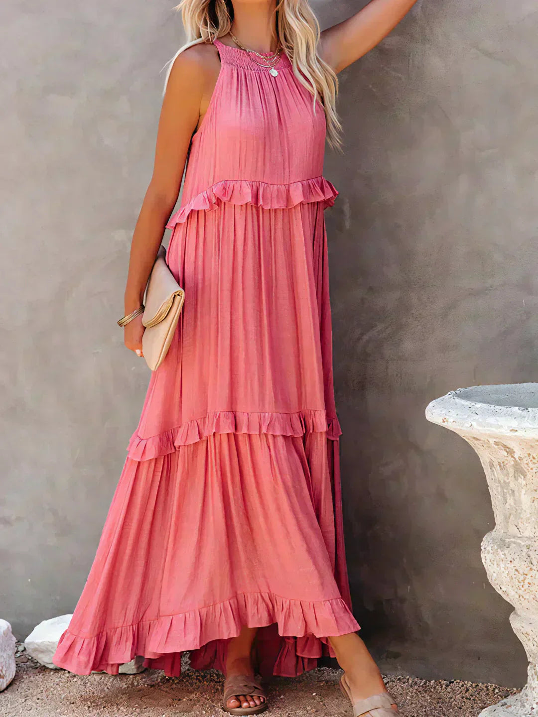 ANETA | Stylish and elegant sleeveless dress with beautiful ruffles
