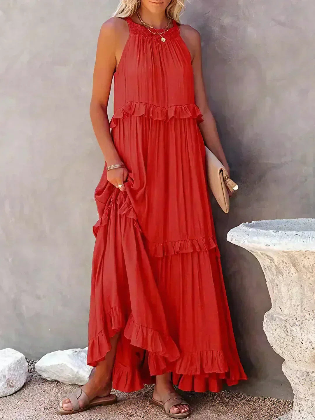 ANETA | Stylish and elegant sleeveless dress with beautiful ruffles