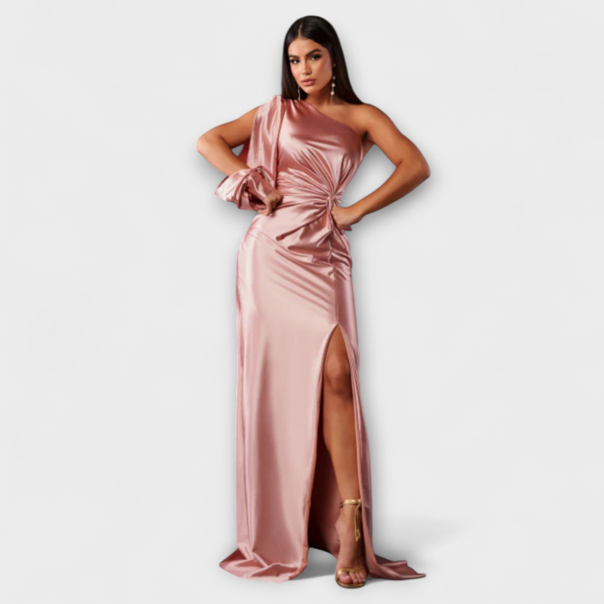 Women's Round Neck Flowing Midi Dress for Special Occasions