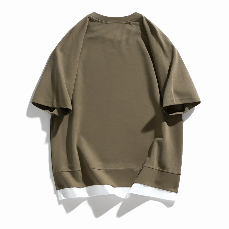 Men’s Oversized T-Shirt Vented Split Hem Short Sleeve Crew Neck