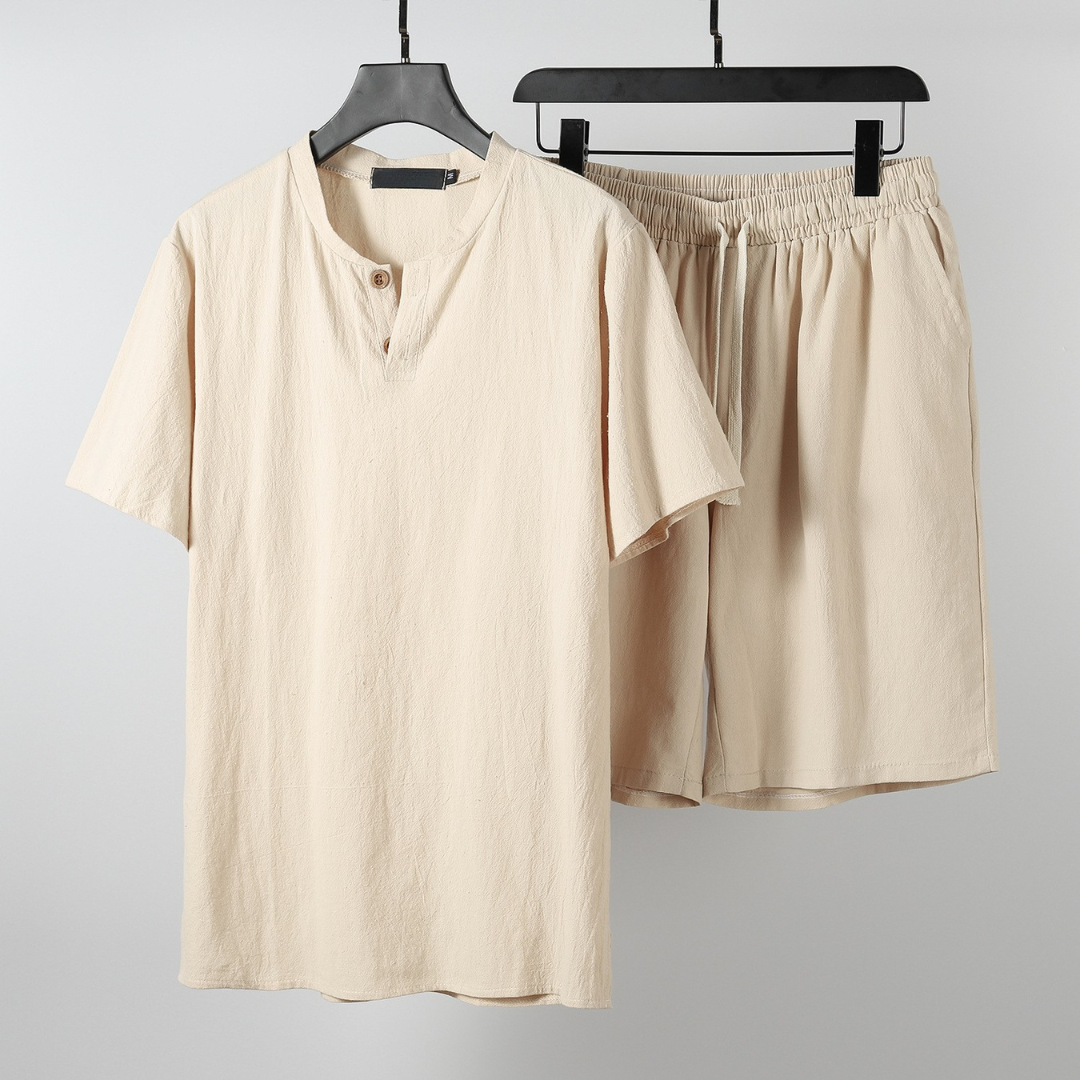 Men's Linen Shirt and Shorts Set in Ultra-Light Fabric