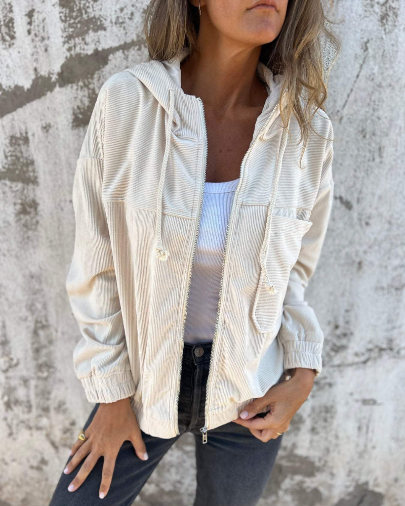 Ella | Trendy Drawstring Jacket with Hood and Elegant Zipper Designs