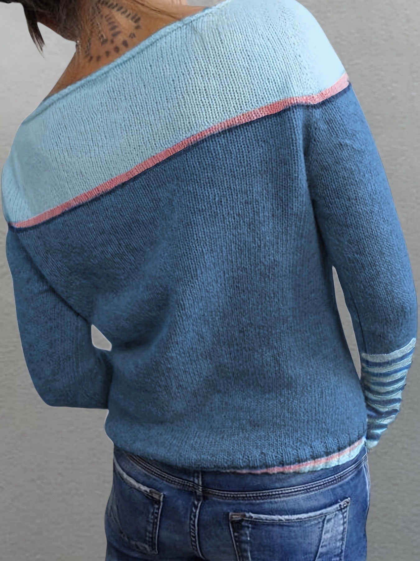 Women Striped Long-Sleeve Relaxed-Fit Sweater