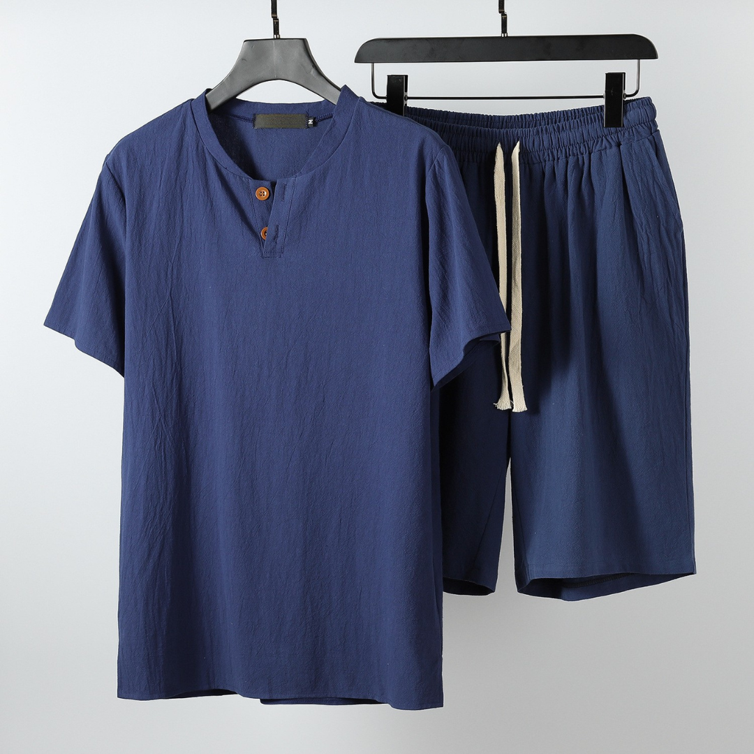 Men's Linen Shirt and Shorts Set in Ultra-Light Fabric