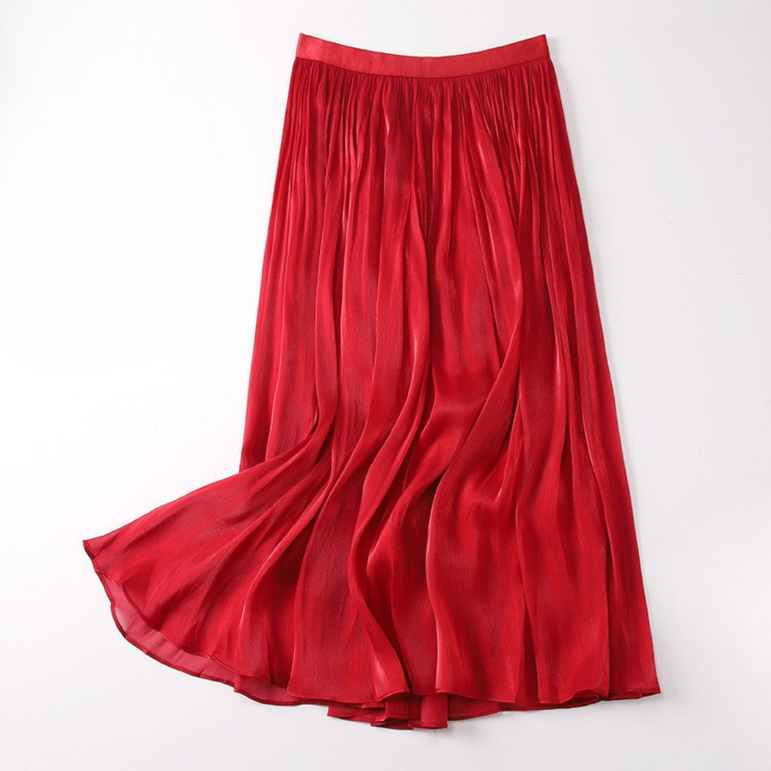 Women's Linen Skirt with Draped Fit and Vibrant Colors