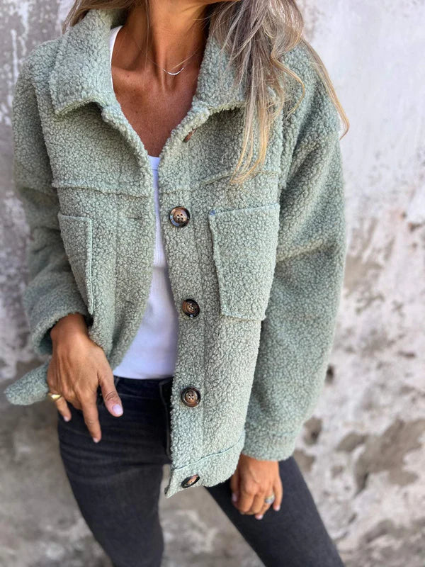 Zoe™ – Elegant Short Wool Jacket with Lapels for a Sophisticated Look