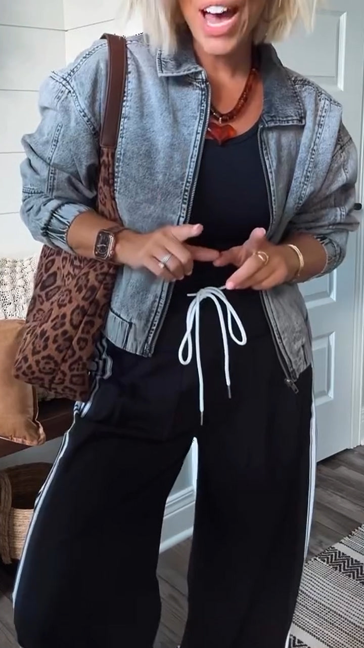 Valentina Women's Denim Jacket with Zipper – Elegant and Timeless for Every Occasion