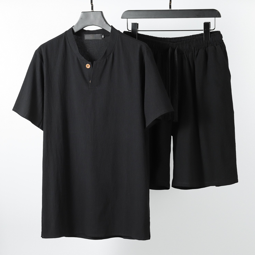 Men's Linen Shirt and Shorts Set in Ultra-Light Fabric